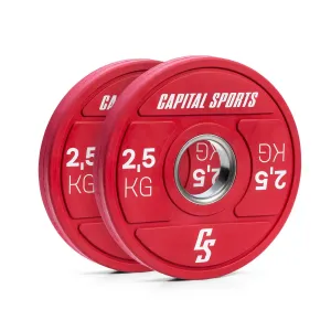 Capital Sports Nipton 2021, kotouč na činku, bumper kotouč, 2 × 2,5 kg, Ø 50,4 mm, tvrdá guma
