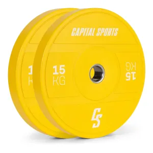Capital Sports Nipton 2021, kotouče, bumper plate, 2 x 15 kg, Ø 54 mm, tvrzená pryž