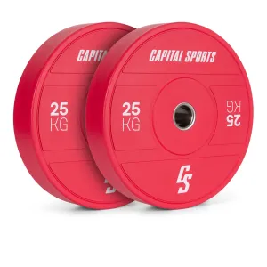 Capital Sports Nipton 2021, kotouče, bumper plate, 2 x 25 kg, Ø 54 mm, tvrzená pryž