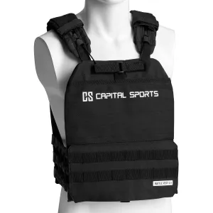 Capital Sports Battlevest 2.0, zátěžová vesta, 2 x 2 závaží, 2,6 & 4 kg, černá