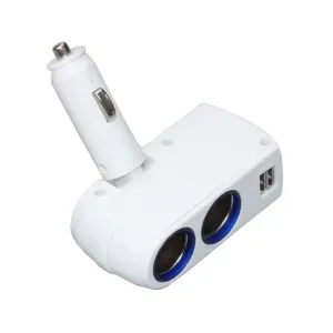 Rozdvojka do autozapalovače + 2x USB (nastavitelná, bílá, 42614)