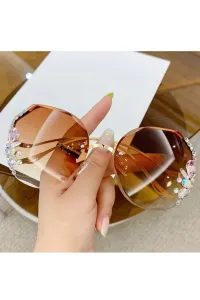 Hnědo-zlaté sluneční brýle s ozdobnými kamínky Naomi