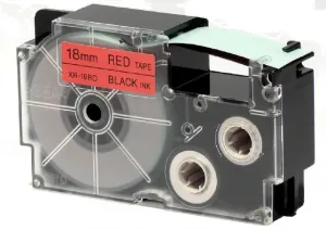 Kompatibilní páska s Casio XR-18RD1, 18mm x 8m černý tisk / červený podklad