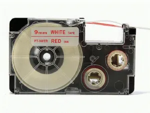 Kompatibilní páska s Casio XR-9WER 9mm x 8m červený tisk / bílý podklad