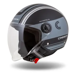 Moto přilba Cassida Handy Metropolis Vision černá matná/šedá/reflexní šedá  S (55-56)