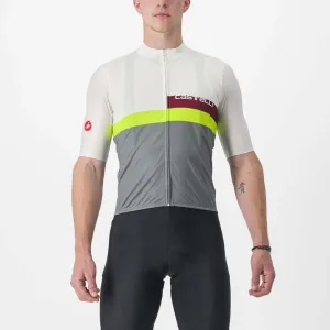 CASTELLI Cyklistický dres s krátkým rukávem - A BLOCCO - bílá/šedá/světle zelená/bordó S