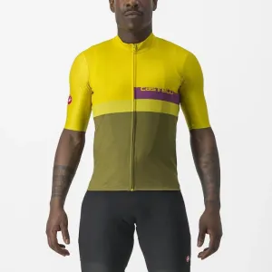 CASTELLI Cyklistický dres s krátkým rukávem - A BLOCCO - žlutá/zelená/fialová S