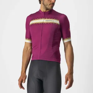 CASTELLI Cyklistický dres s krátkým rukávem - GRIMPEUR - bordó/cyklámenová/béžová L