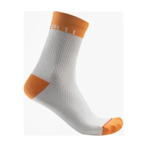 CASTELLI Cyklistické ponožky klasické - VELOCISSIMA 12 - bílá/oranžová #4905320