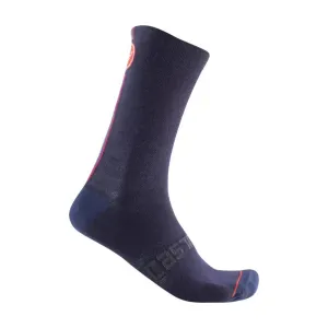 CASTELLI Cyklistické ponožky klasické - RACING STRIPE 18 - modrá 2XL