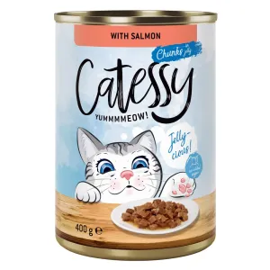 Výhodné balení Catessy kousky v želé nebo v omáčce 12 x 400 g - losos v želé