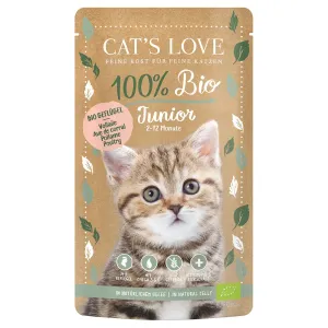 Cat's Love Bio 12 x 100 g – výhodné balení - Junior drůbeží