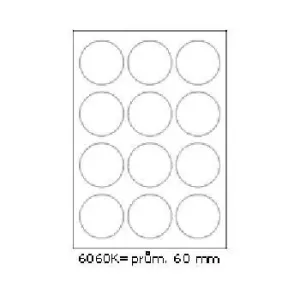 Samolepicí etikety 60 x 60 mm, 12 etiket, A4, 100 listů