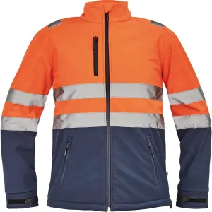 Cerva Pánská reflexní softshellová bunda GRANADA - Oranžová / tmavě modrá | M