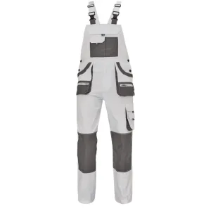Cerva Pánské pracovní kalhoty s laclem FF HANS - Bílá / šedá | 50