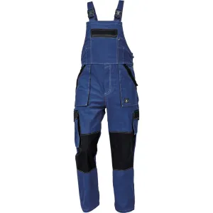Cerva Pánské pracovní kalhoty s laclem MAX SUMMER - Modrá / černá | 44