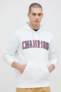 Mikina Champion pánská, bílá barva, s kapucí, vzorovaná