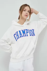 Mikina Champion dámská, béžová barva, s kapucí, vzorovaná