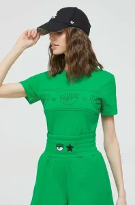 Bavlněné tričko Chiara Ferragni zelená barva