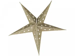 Champagne papírová hvězda Vintage s glitry - 13 cm 51088003 (51880-03)