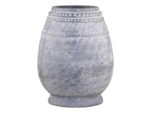 Šedá antik terakotová váza se vzorem Cholet L - Ø 25*32 cm 65059524 (65595-24)