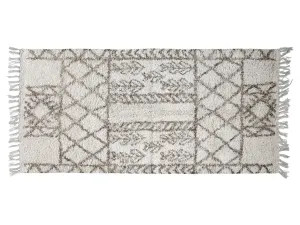 Béžový bavlněný koberec s ornamenty a třásněmi Morroccan - 150*70cm 16095200
