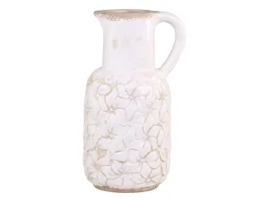 Krémový keramický džbán s květy Colmar -  16*14*30cm 65061219 (65612-19)