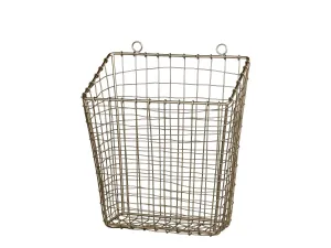 Mosazný antik kovový košík Fil de fer Basket - 28*16*33 cm 64085013