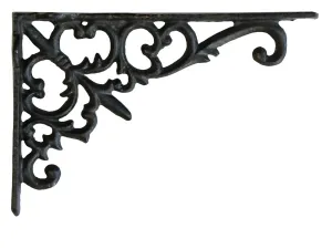 Černá antik litinová policová konzole Ornament - 18*3,5*12 cm 64061024 (64610-24)