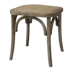Přírodní dřevěná stolička s ratanovým výpletem Old French stool - 42*42*46 cm  41046000 (41460-00)