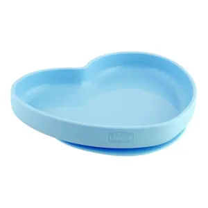 CHICCO - Silikonový talíř srdíčko modrozelená 9 m+