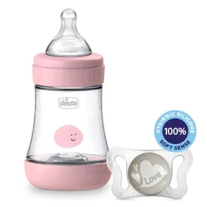 Chicco láhev kojenecká Perfect 5 silikon 150 ml dívka + vzorek Šidítko Physio Micro V003156