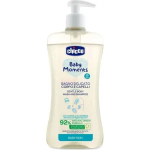 CHICCO - Šampon jemný na vlasy a tělo s dávkovačem Baby Moments 92 % přírodních složek 500 ml
