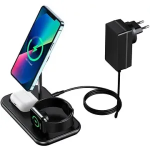 ChoeTech 3 in 1 Holder MagSafe Wireless Charger for iPhone 12/13/14, Apple Watch and AirPods + DC Ad