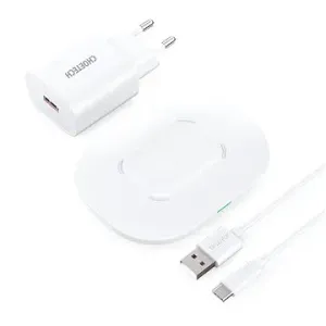 Choetech 15W Wireless Fast Charger 15W + Wall Charger + Cable 1m White