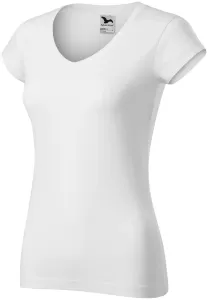 Dámské tričko s V-výstřihem zúžené, bílá, XL