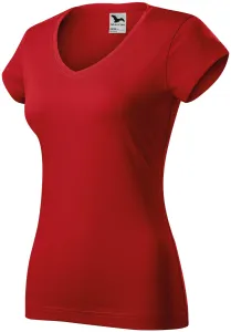 Dámské tričko s V-výstřihem zúžené, červená, XL
