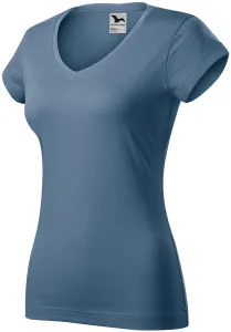 Dámské tričko s V-výstřihem zúžené, denim, XL