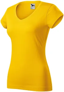 Dámské tričko s V-výstřihem zúžené, žlutá #584016
