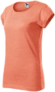 Dámské triko s vyhrnutými rukávy, sunset melír, XL