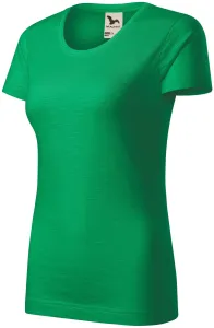Dámské triko, strukturovaná organická bavlna, trávově zelená #585639
