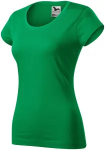 Dámské triko zúžené s kulatým výstřihem, trávově zelená