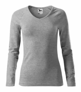 MALFINI Dámské tričko s dlouhým rukávem Elegance - Tmavě šedý melír | M
