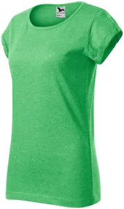 Dámské triko s vyhrnutými rukávy, zelený melír #3488078