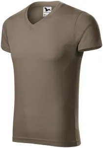 MALFINI Pánské tričko Slim Fit V-neck - Army | L