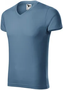 MALFINI Pánské tričko Slim Fit V-neck - Denim | XXXL