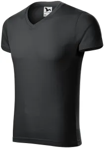 MALFINI Pánské tričko Slim Fit V-neck - Ebony gray | L