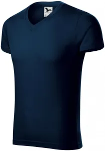 MALFINI Pánské tričko Slim Fit V-neck - Námořní modrá | L