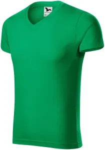 MALFINI Pánské tričko Slim Fit V-neck - Středně zelená | XXL