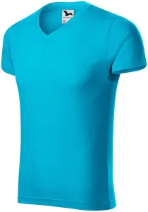 MALFINI Pánské tričko Slim Fit V-neck - Tyrkysová | XXXL
